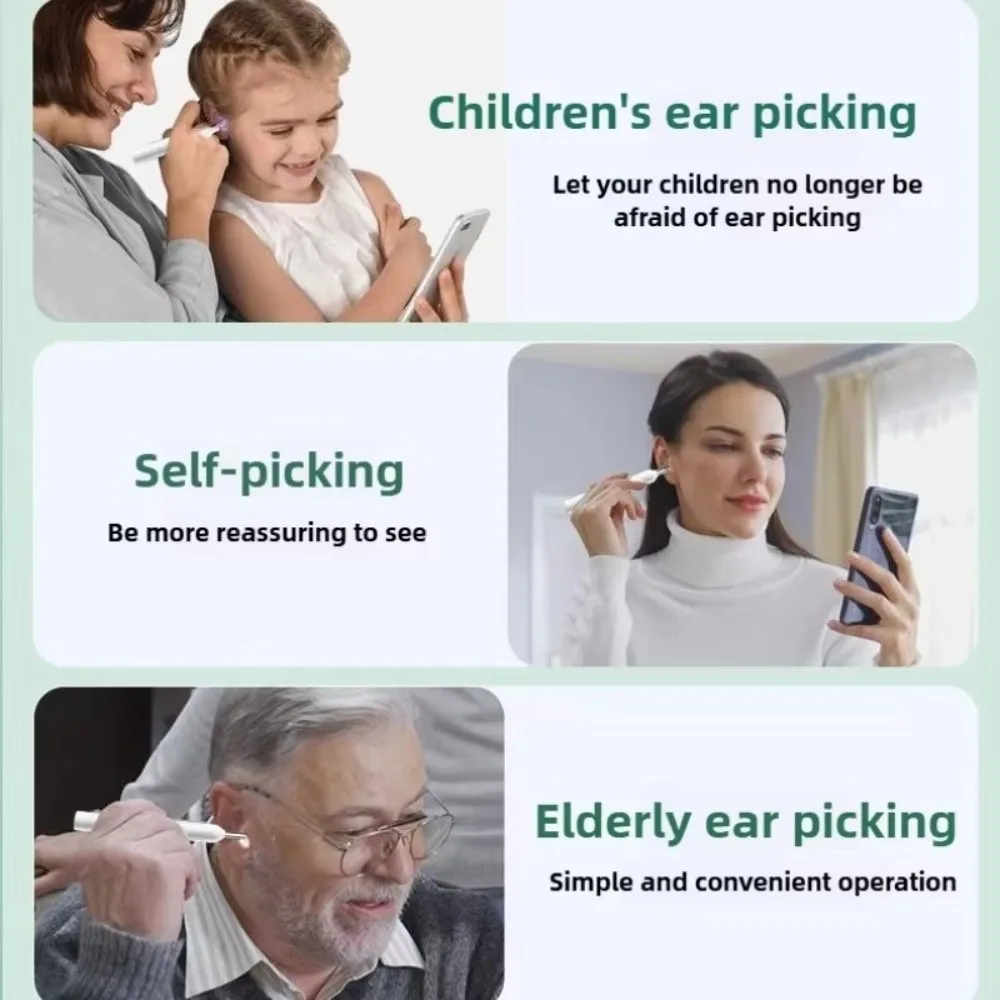 

HD Camera Visual Ear Sticks Wireless WiFi USB Charging Otoscope Endoscope Silicone Luminous Wax Removal Tool Oral Inspection