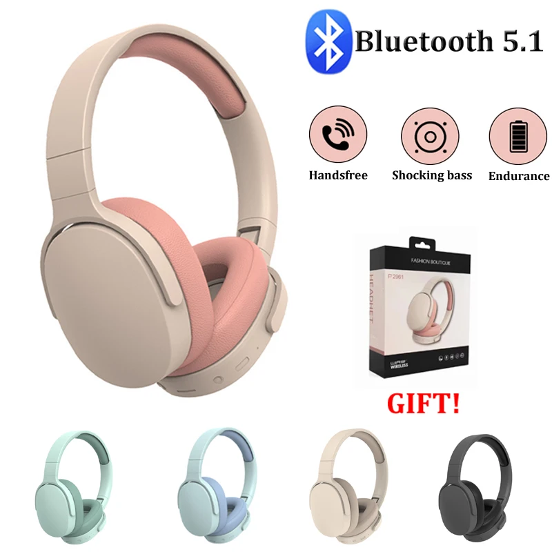 Headphone Bluetooth Over Ear Stereo HIFI Headset Wireless Heavy Bass Game Earphone TF/AUX Music Player with MIC/Radio for Gifts