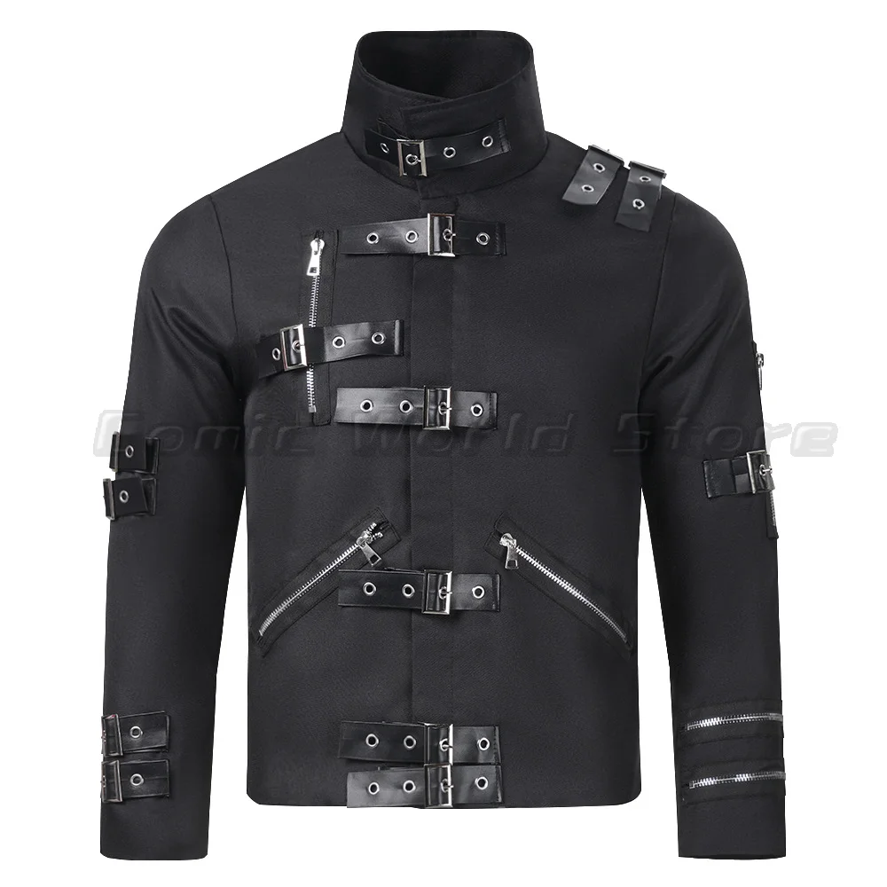 Michael Jackson cosplay Costume BAD Punk Jacket Black Slim BAD Jacket Costume Clothing hat set for Man Adore Stars Impersonator - view 2