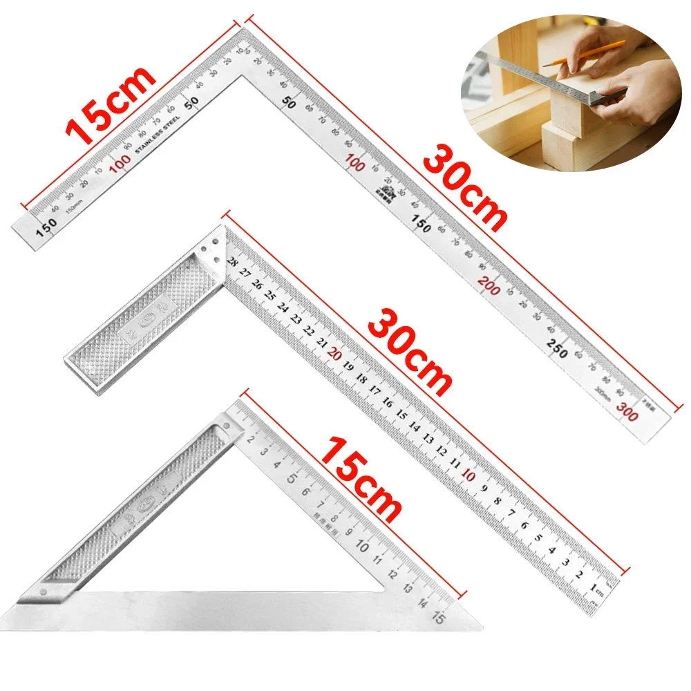 Right Measuring Woodworking Tools Angle Aluminum Turning Alloy Square 90 Gauge Turning Steel Ruler