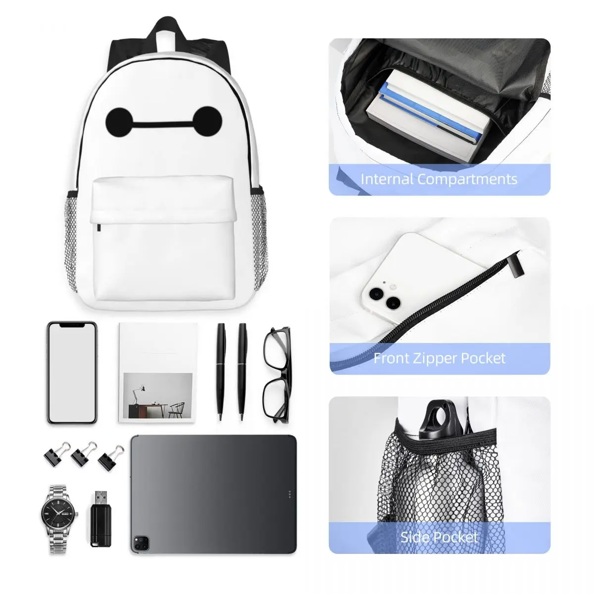 Big Hero 6 Compact 15-Inch Backpack - Stylish Lightweight Bag Perfect for Students and Commuters