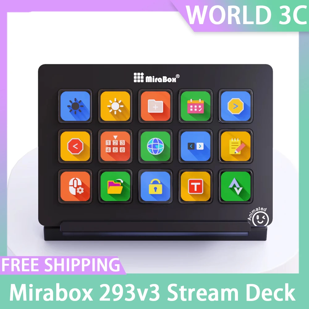 

Палуба Mirabox 293v3 Stream Deck с клавиатурой для макропрограммирования, ЖК-кнопка, визуальный экран, аксессуары для подсветки для офиса