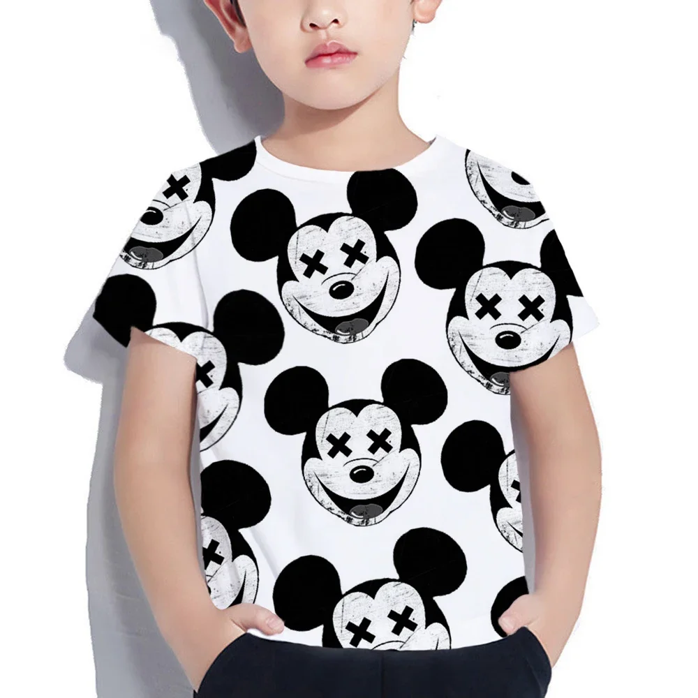 

New Summer Minnie Children T-shirt Kawaii Disney T Shirt Mickey Mouse Anime Cartoons Casual Vintage Clothes Kid Girl Boy Top Tee