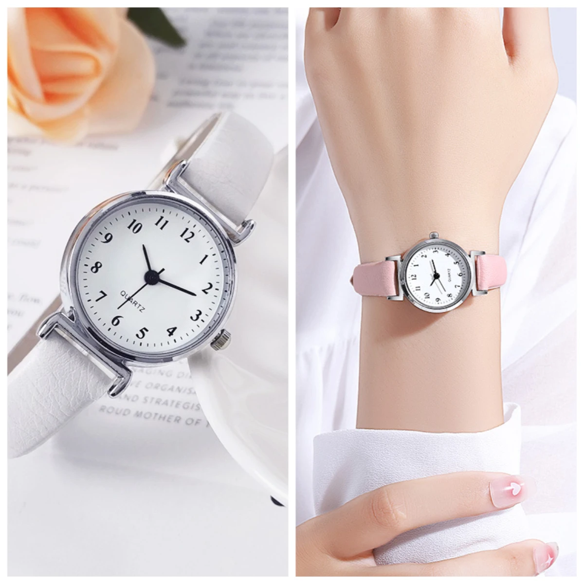 

Простые женские часы в стиле ретро с маленьким циферблатом, тонким ремешком, кожаным ремешком, кварцевые часы для женщин, наручные часы Часы Женские Наручные