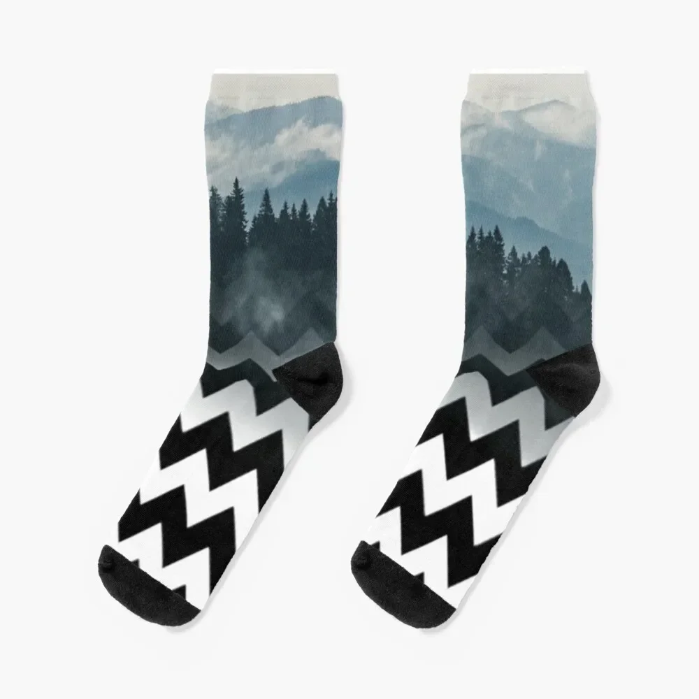 Mountains-Chevron Socks happy Crossfit Rugby Socks Ladies Men's