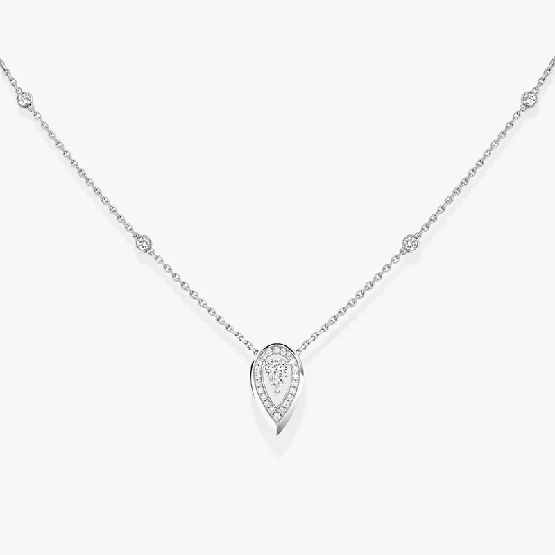 Official Website Water Droplet Shaped Diamond Necklaces S925 Sterling Silver Fiery Series High-end Wedding Jewellery Women