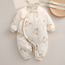 Winter Baby Jumpsuit Cotton Thickened Newborn Clothes Cartoon Printed Romper for Boys Girls Autumn Warm Infant Outfit One-Pieces