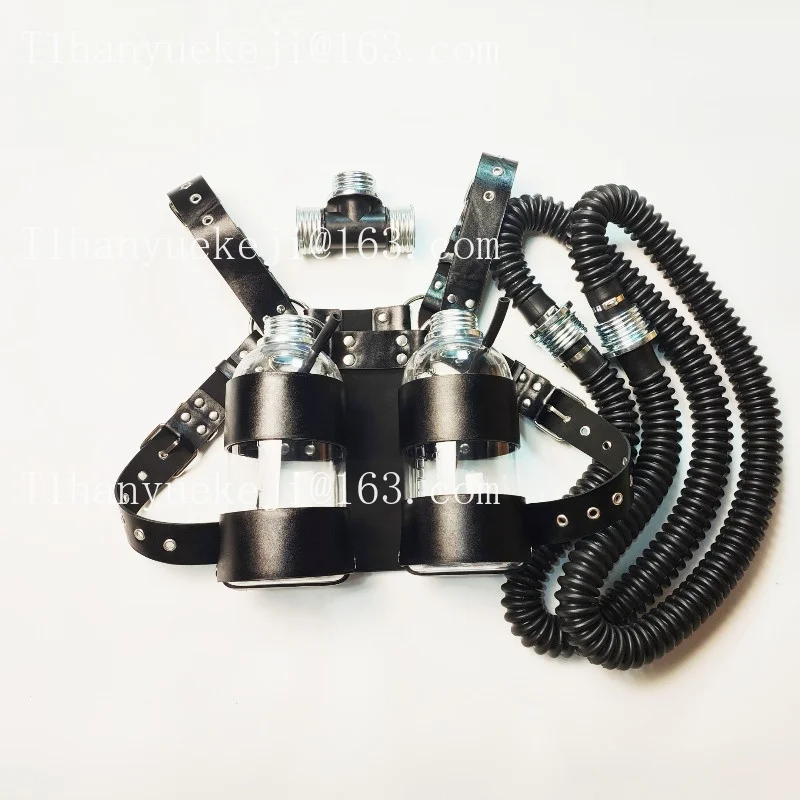Backpack+double bottle+tee+double conduit Gas mask negative pressure bottle backpack, double bottle breathing pressurization
