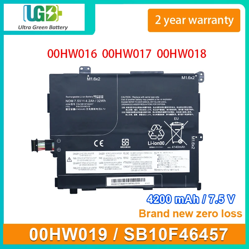 

UGB New 00HW019 Laptop Battery Lenovo ThinkPad 10 2nd 20E3 20E4 00HW016 00HW017 00HW018 SB10F46454 SB10F46455 SB10F46457