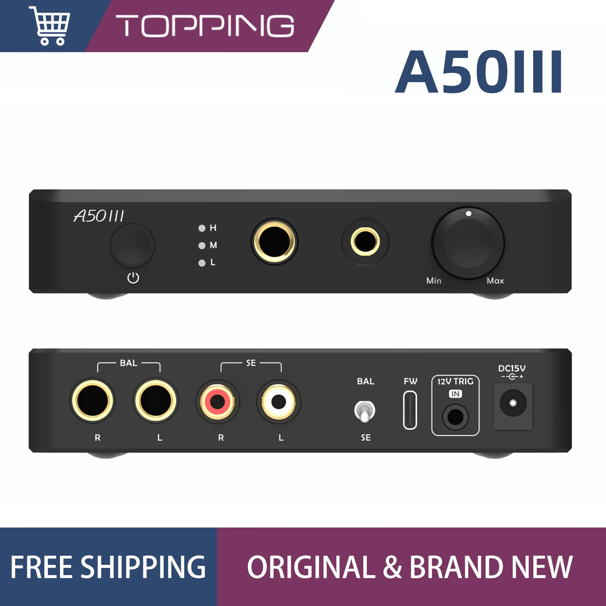 

TOPPING A50III Усилитель для наушников HIFI 4,4 Сбалансированный предусилитель для наушников Универсальный выход для наушников 6,35 мм и 4,4 мм TRS и