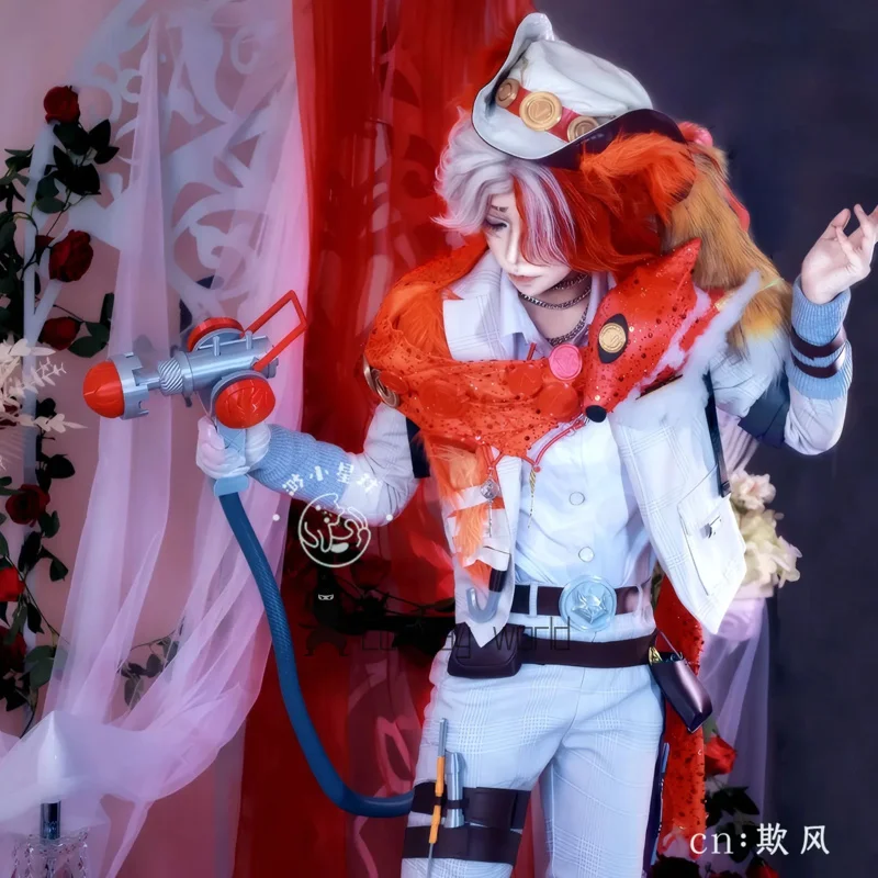 Game Identity V Cosplay Florian Brand‌ Costume Fox scarf white suit Bag prop Outfit Halloween Carnival Party PlayRole Suit view 5
