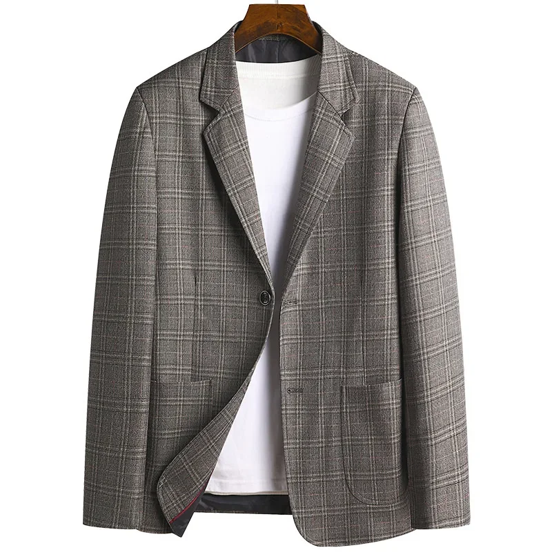 

High Quality Men's Fashion Business Slim British Plaid Casual Comfortable Gentleman Suit Youth Slim Professional Suit Jacket