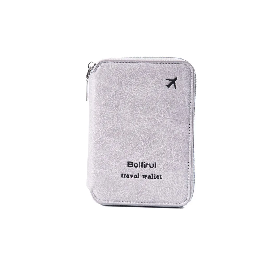 

Multi-functional Travel Passport Wallet Zipper RFID Anti-theft Passport Bag Waterproof PU Leather Credit ID Card Holder Men