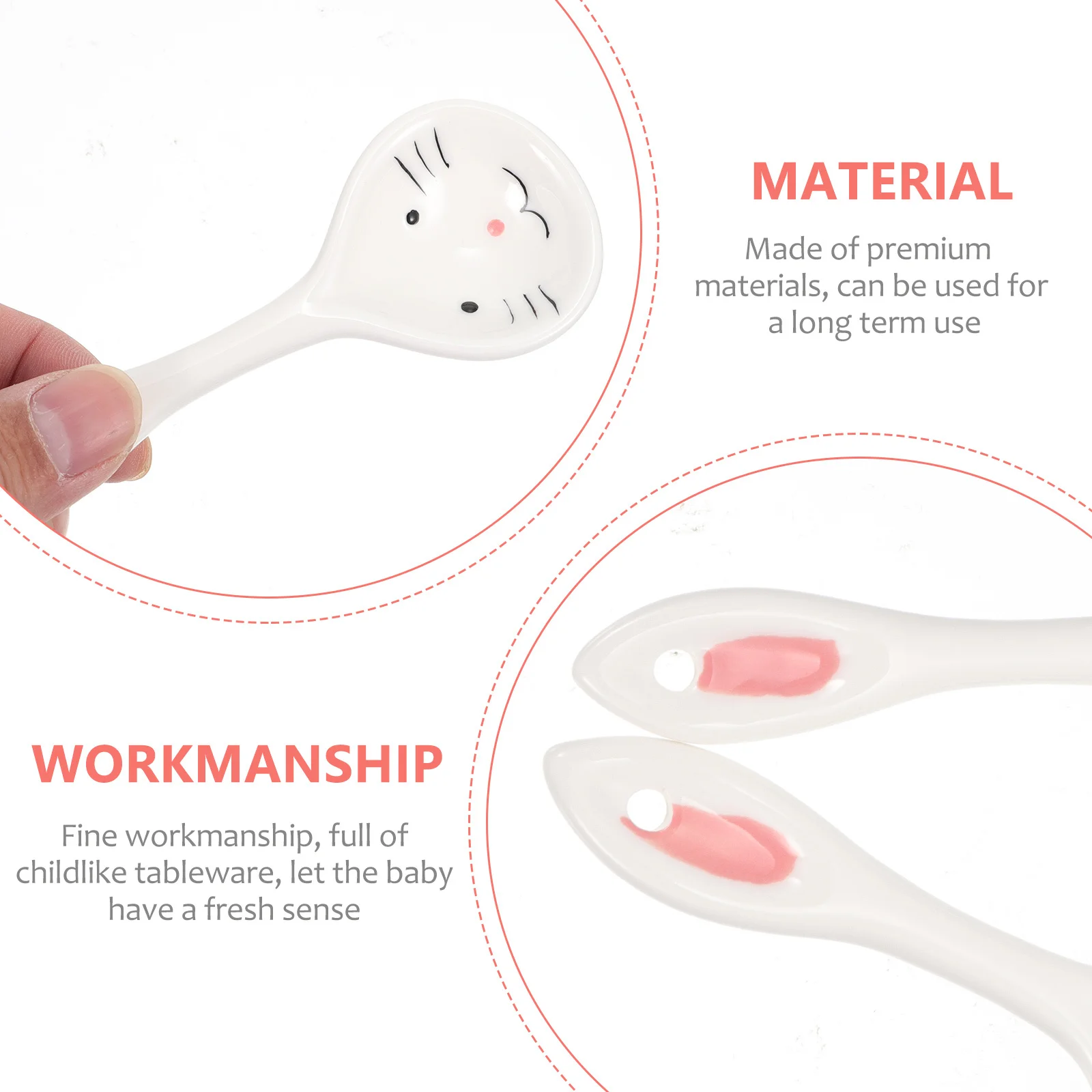 2 pçs crianças colheres dos desenhos animados cerâmica crianças colheres coelho design branco seguro utensílios de mesa do bebê adorável talheres crianças