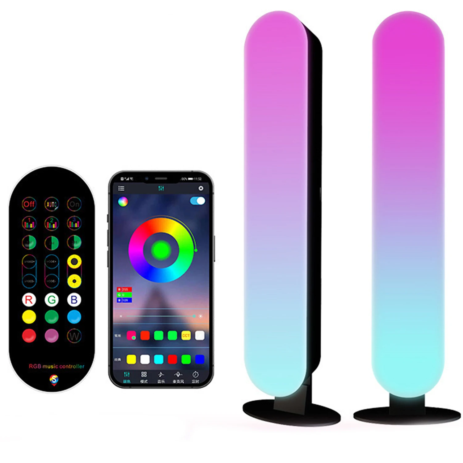 スマートホームライト-ledピックアップライト-ゲーミングミュージックアンビエントライト-rgb-usb-テレビ-デスクトップ-リズム-app-リモコン