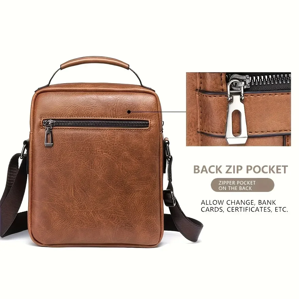 Bolso de hombro de marca para iPad de 9,7 "para hombre, bandolera de cuero PU con solapa, de negocios, sólido, de viaje