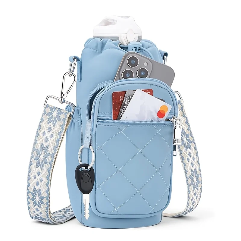 Crossbody Insulated Water Bottle Holder Bag Adjustable Strap Fits 40oz For Gym Travel Daily Nice Present For Women Teen Girls