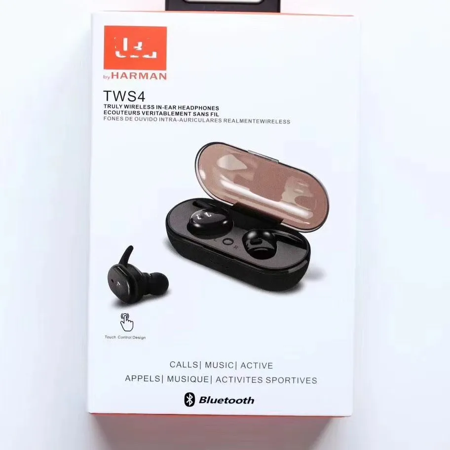 

TWS4 small horn Bluetooth touch automatic power on matching wireless in ear sports headphones