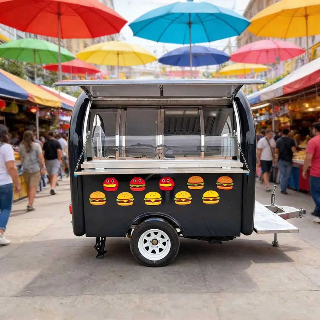 

Mobile Kitchen Trailer Fiberglass Fully Equipped Concession Food Cart for Business Use
