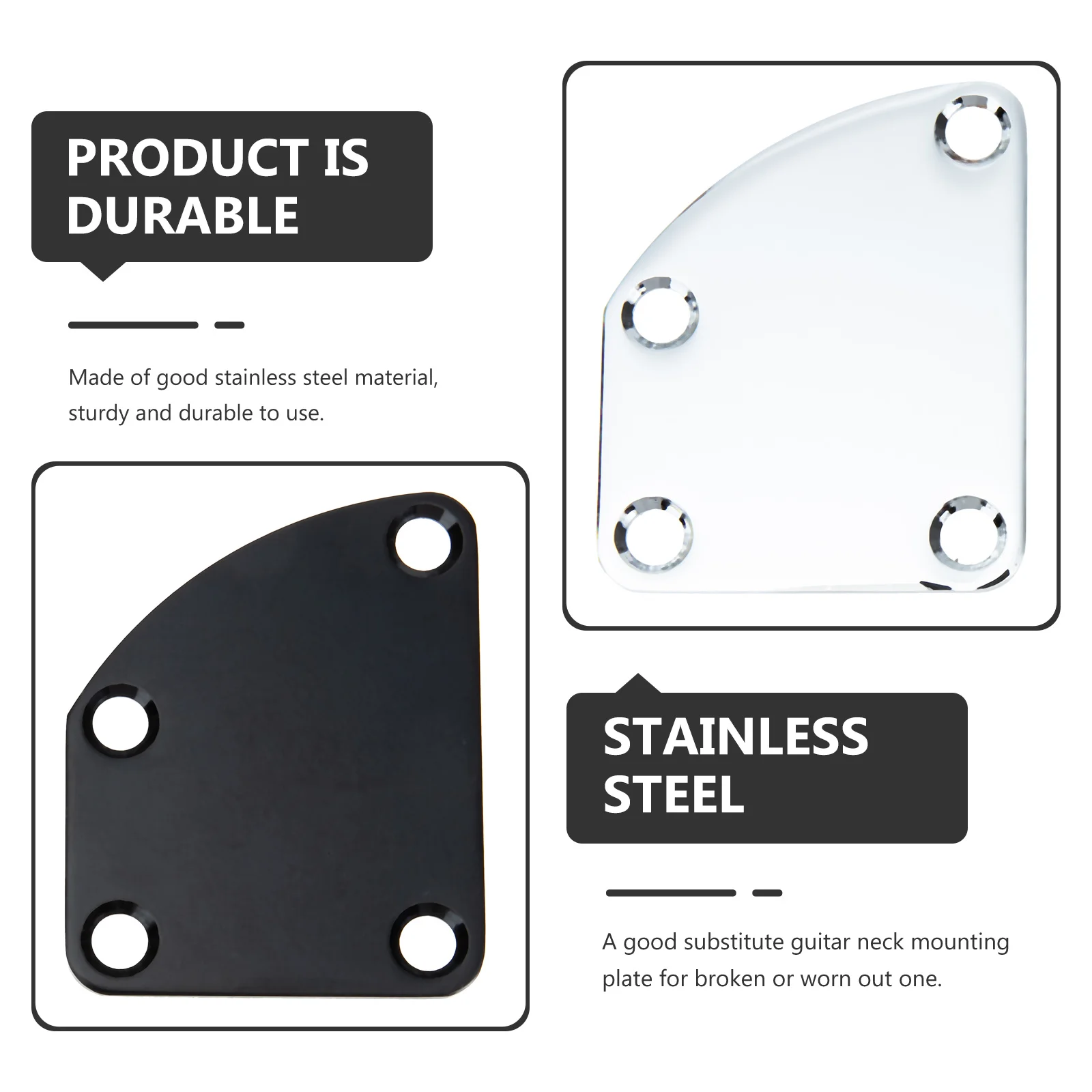 

2Sets Guitar Neck Plates Stainless Steel Replacement Neck Joint Plate Electric Guitar Reinforcement Boards Screw Included