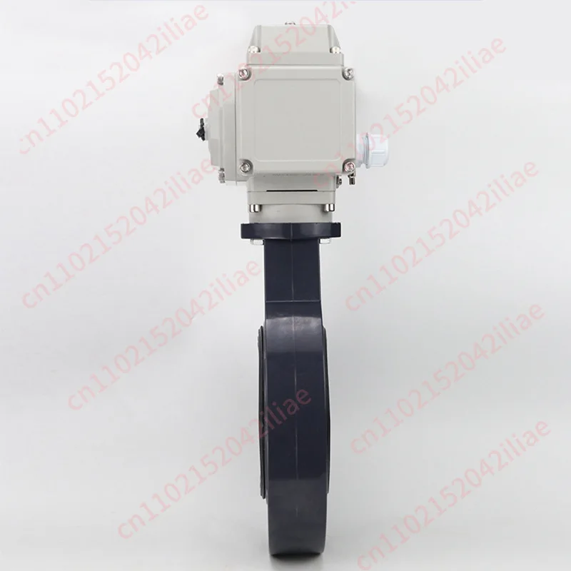 Plastic electric clip-on butterfly valve PVC butterfly valve power-off reset chemical acid and alkali resistance D971X-10U
