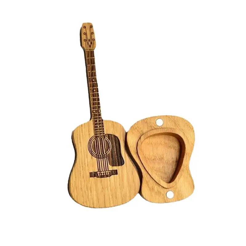 Thick Guitar Pick Acoustic Guitar Plectrums Acoustic Guitar Plectrums In Wooden Guitar Shape Storage Box For Music Teachers