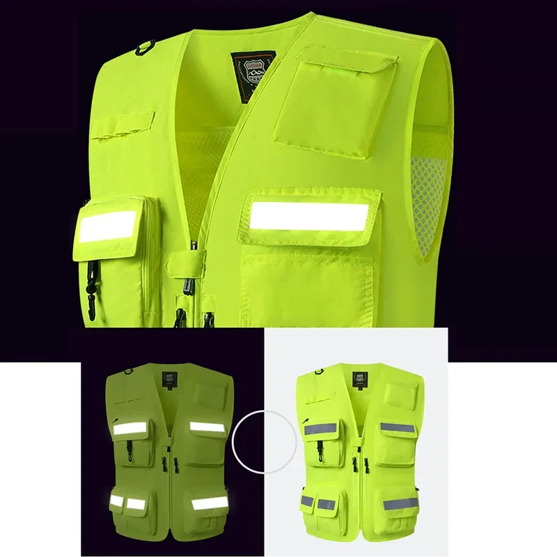 Reflective Safety High Visibility Vest  Working Motorcycle Jacket Fluorescent Signal High-Grade Police Luminous Rider