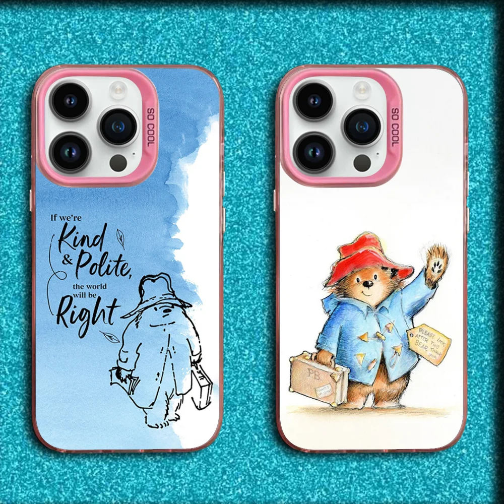 

Cartoon Cute Bear P-Paddington Phone Case For iPhone 16,15,14,13,12,11,Mini,Pro,E,MAX Pink Matte Silicone Cover