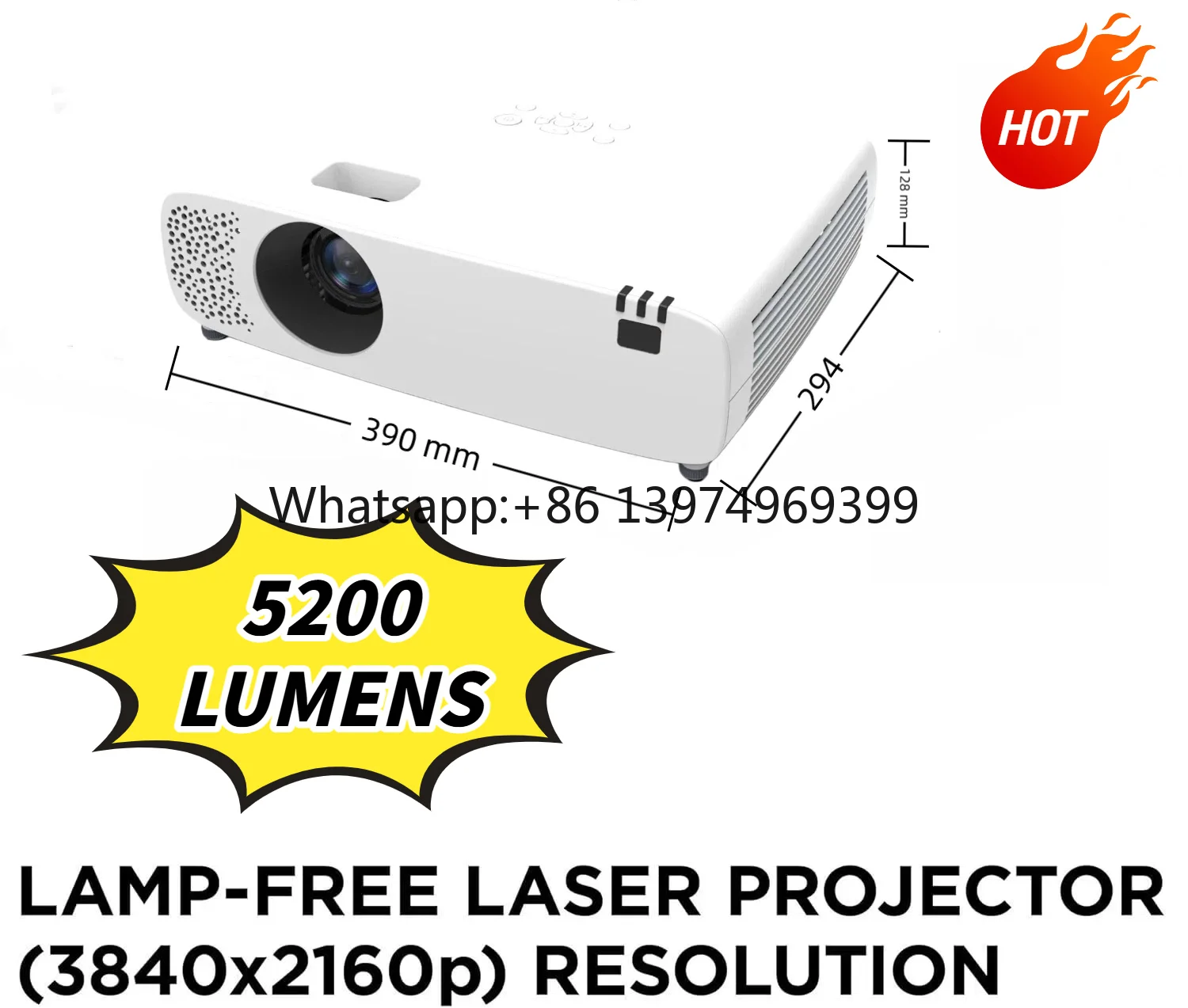 4K Laser Projector with 5,200 Lumens, 1.2X Optical Zoom, H/V Keystone, 5,000,000:1 Contrast,for Commercial Venues