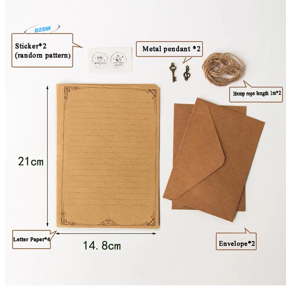 Vintage Invitation Envelope European Style Mailers Set Letter Pad Writing Paper Envelopes Letter Paper Kraft Paper Envelope