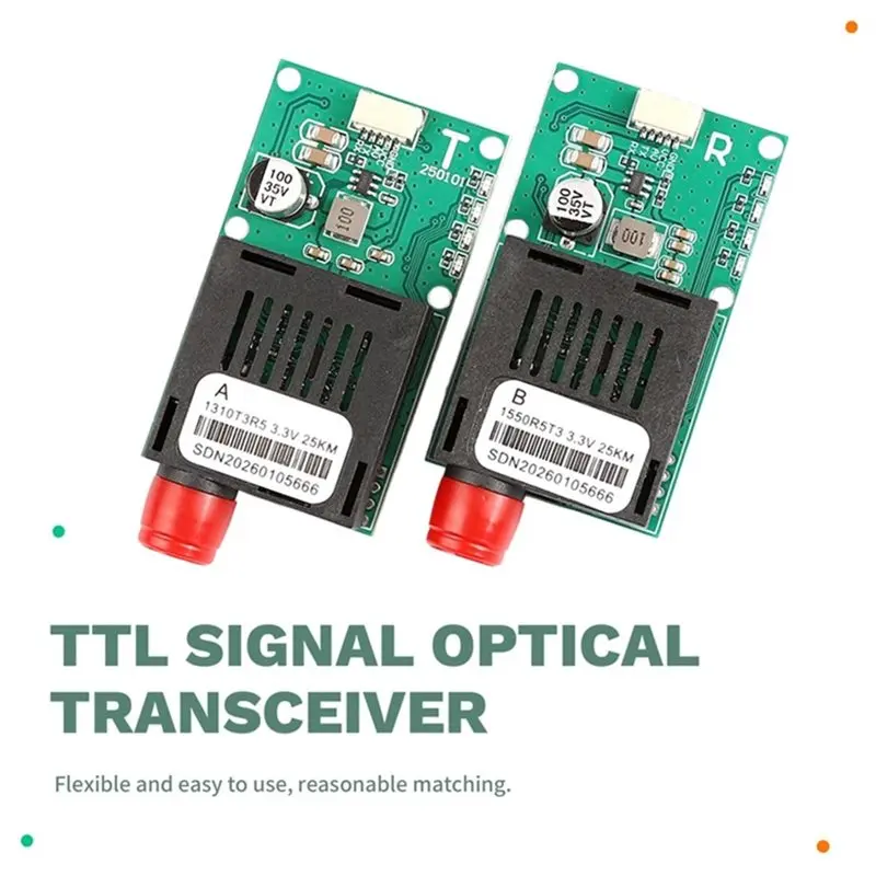Reliable-Fiber Transceiver Module 25KM TTL FC Interface TX RX Optical Terminal Equipment AV/VCC GND,Fiber Transceiver Module 25K