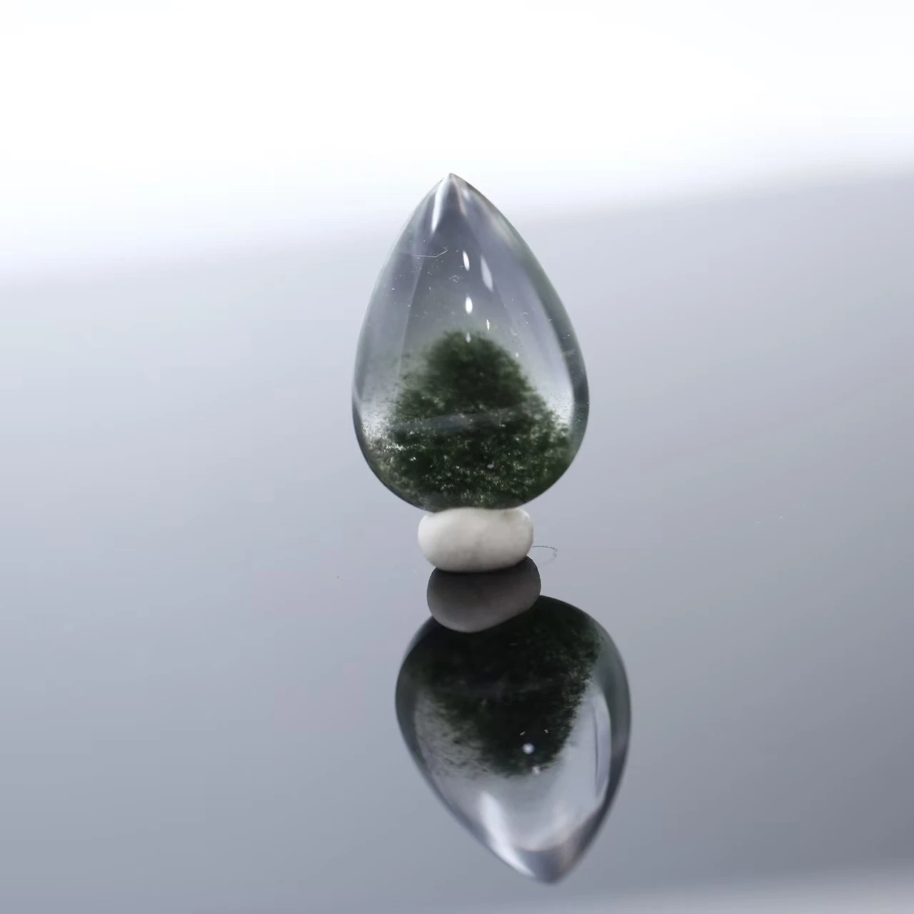 

Natural Green Phantom Quartz Clear Water Drop Phantom Crystal Pendant Loose Gemstone AAAAAA Jewelry Making