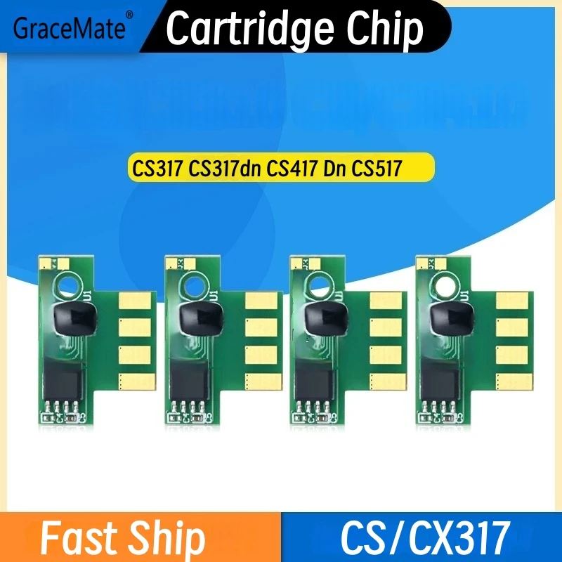 4pcs Chip EUR 71B20K0 71B20C0 71B20M0 71B20Y0 3K/2.3K for Lexmark CS317 CS317dn CS417 CS417dn CS517 CX317 CX317dn CX417de CX517