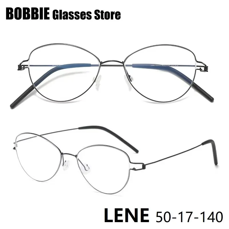

Denmark Brand Women Cat Shape Oval Round Titanium Glasses Frame Reading LENE Screwless Eyewear Diopter Eyeglasses Small Frames