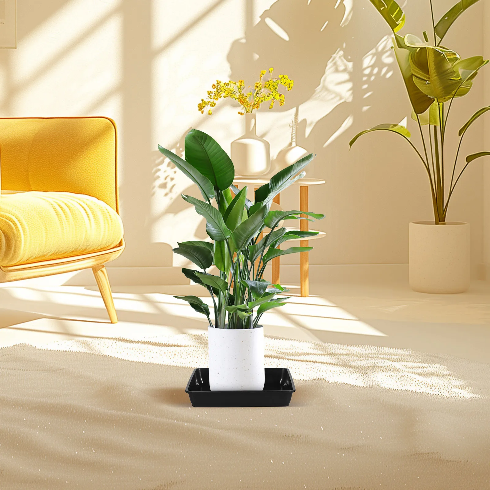 

12Pcs Flower Basin Bottom Mats Plastic Square Flowerpot Trays Water Retaining Plant Bases Prevent Soil Water Overflow for Home