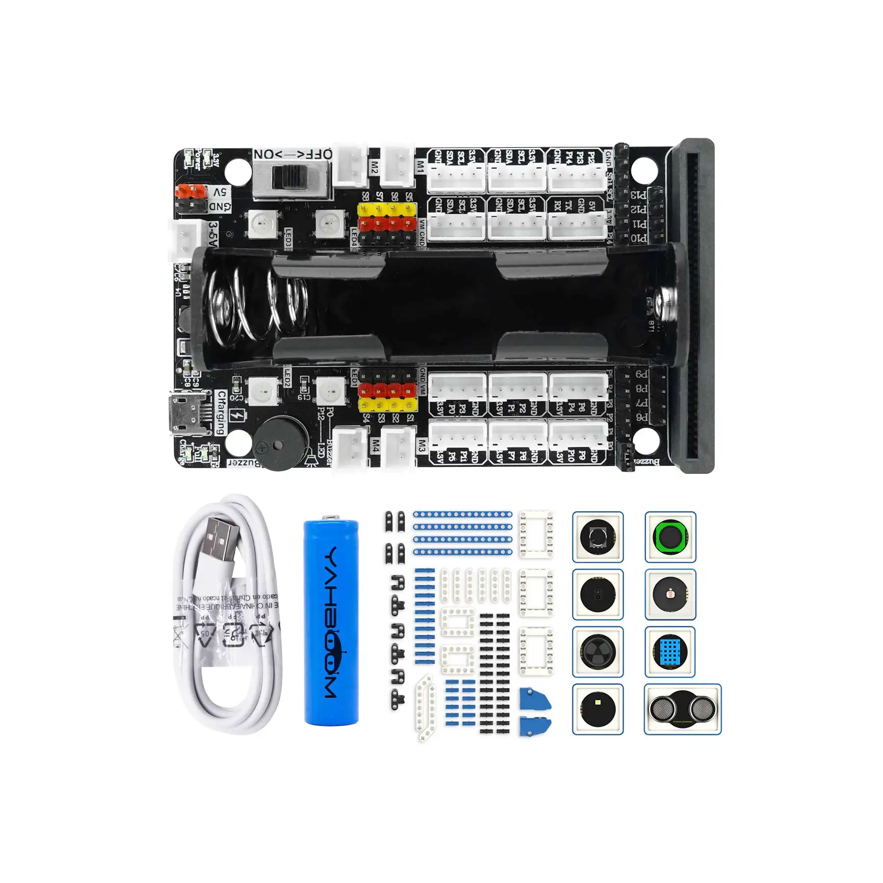 Yahboom-Placa de Expansão Microbit Superbit, Vem com IIC, UART, WIFI, Interface de Sensor, Luz RGB para BBC Micro:bit V2 V1