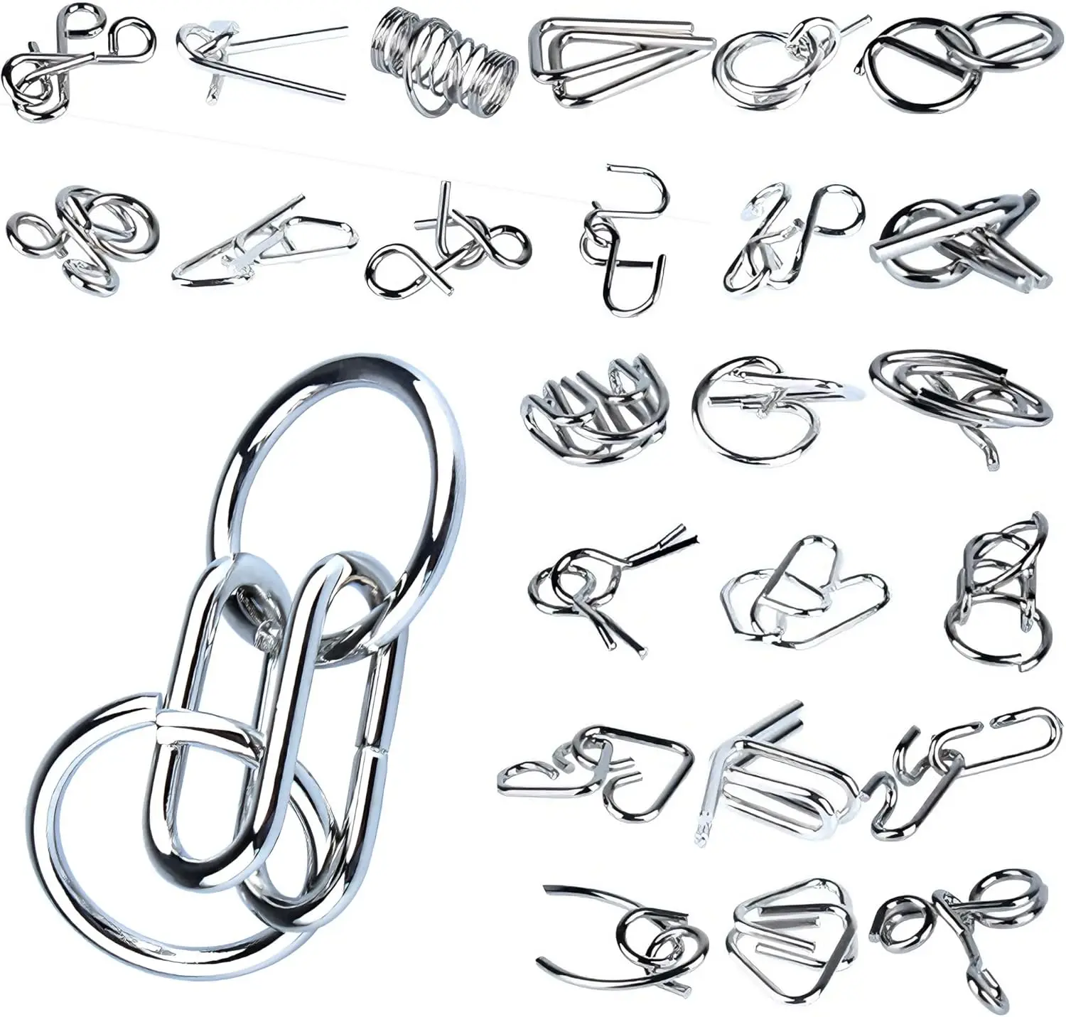 

Набор из 24 металлических головоломок, классические мини-головоломки, 3D-игры на ловкость, тесты на интеллект и терпение