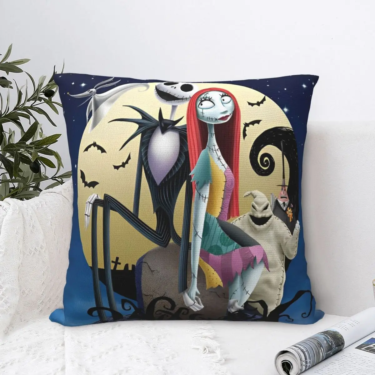 Pumpkin King Jack And Sally Pillow Covers Polyester Car The Nightmare Before Christmas Cushion Case Home Decoration Pillow Cover