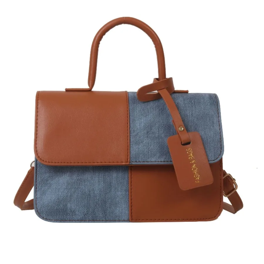 

New fashion decent splicing trend texture bag simple foreign-style small square bag armpit single shoulder casual female bags