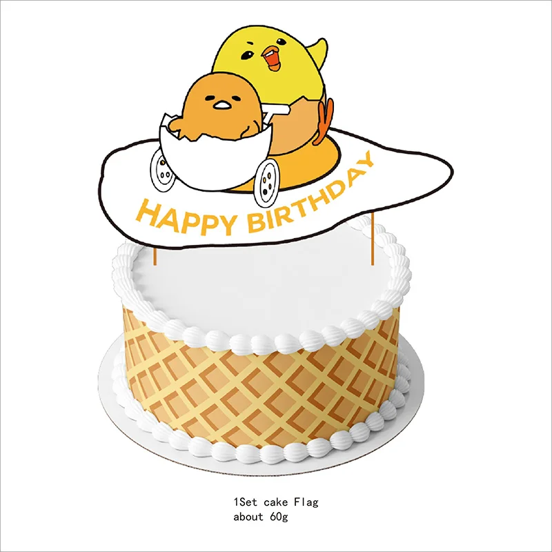 Cute Gudetama: An Eggcellent Adventure Cup Plate Cupcake Banner Birthday Party Communion Disposable Baby Shower Decorate Supplie