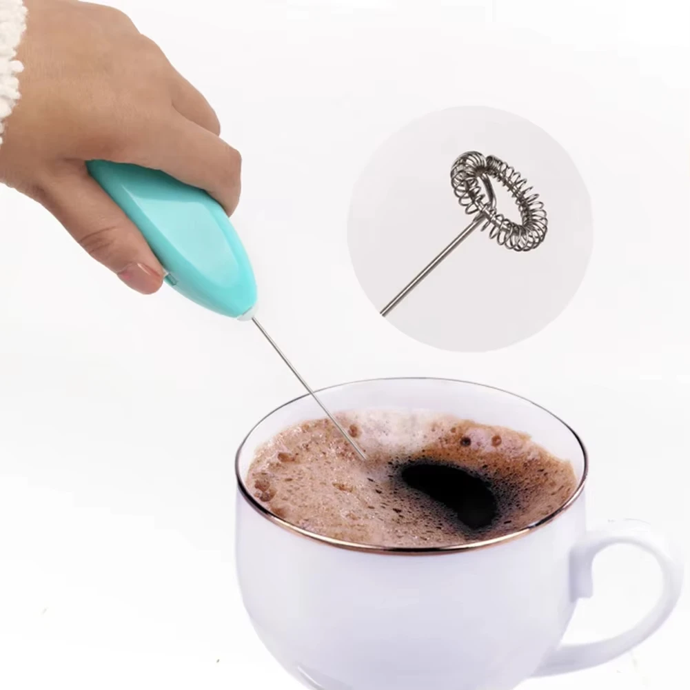 Handheld Electric Milk Frother, Battery Powered Coffee Foam Maker, Stainless Steel Whisk Drink Mixer for Egg Mixing gallery 3
