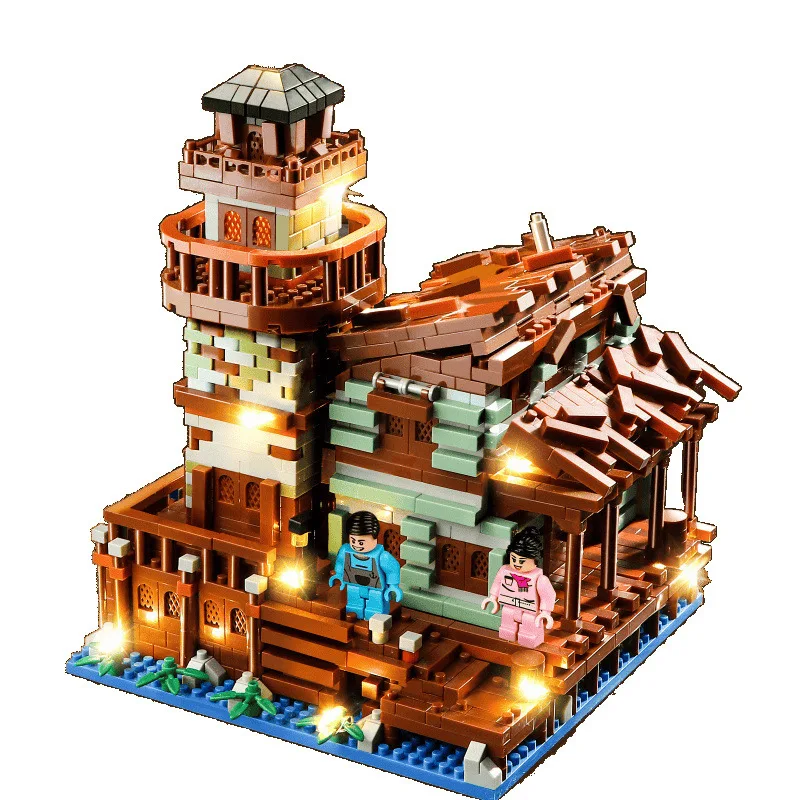 Blocchi di costruzione della cabina del pescatore Serie High Street View Giocattolo educativo assemblato Modello Decorazione architettonica Articolo regalo