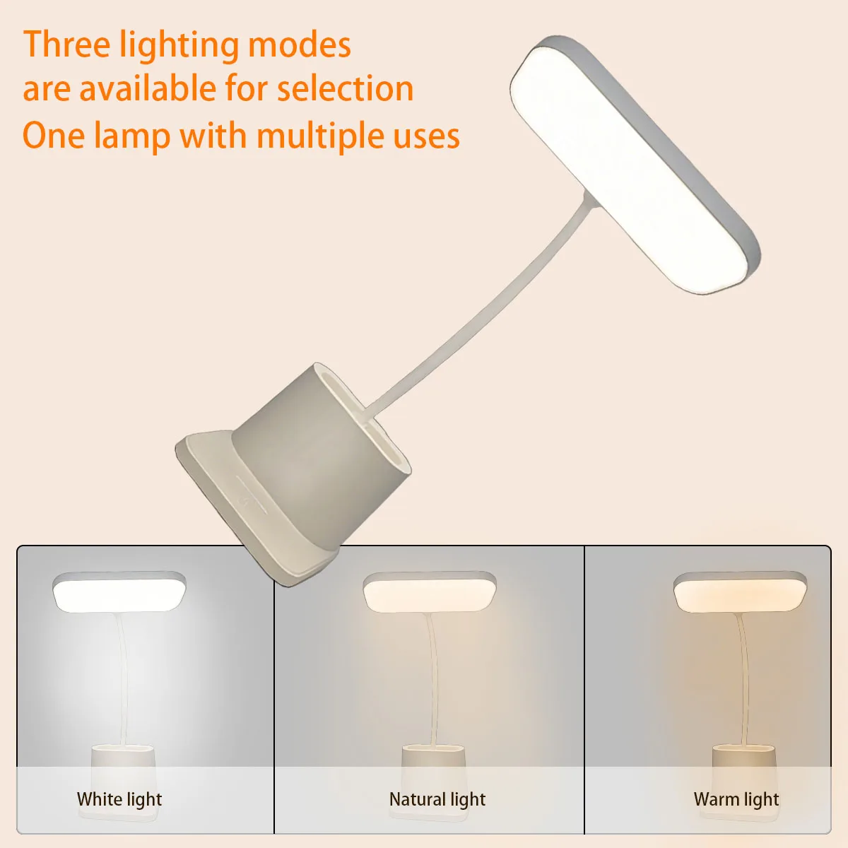 

LED desk lamp USB rechargeable desk lamp 3-level dimming touch desktop lighting storage base suitable for desk lighting