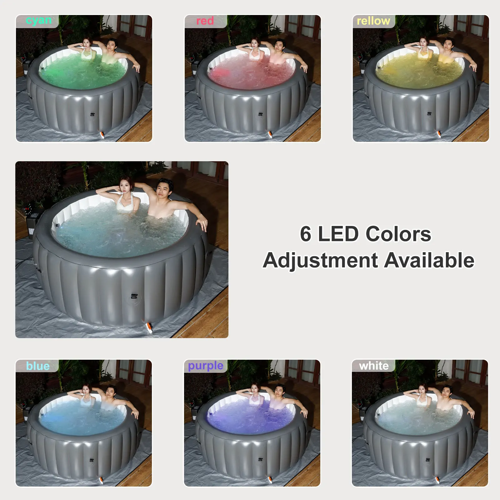STLF حمام سباحة قابل للنفخ حوض استحمام ساخن معدات سبا مع جهاز تحكم عن بعد أنابيب كبيرة قابلة للنفخ للبالغين والأطفال حمام عائلي #4