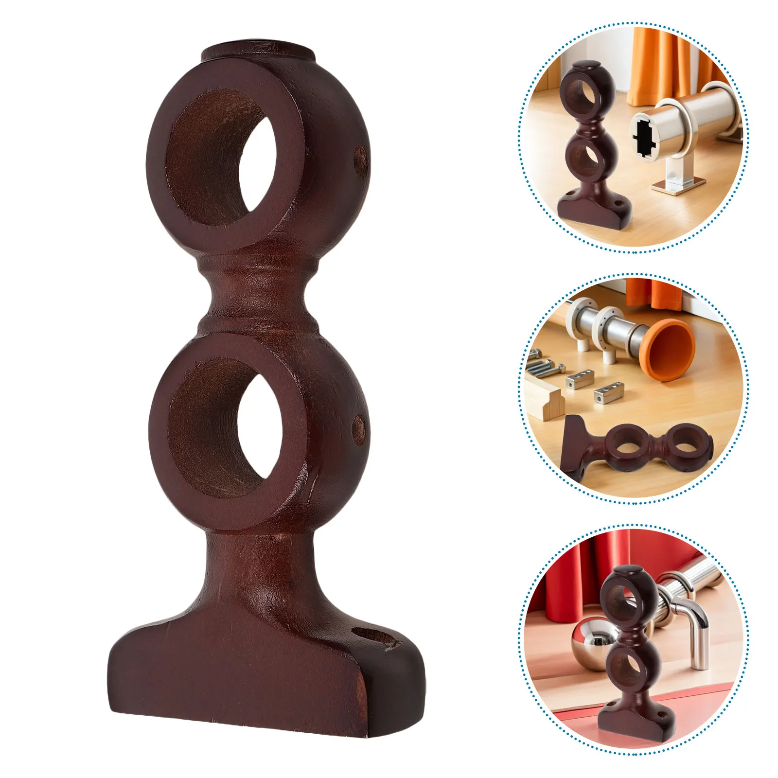 

2Pcs Roman Rod Curtain Brackets Wood Coffee Finish Heavy Duty Support for Wall Mounted Drapes Living Room Bedroom Decor