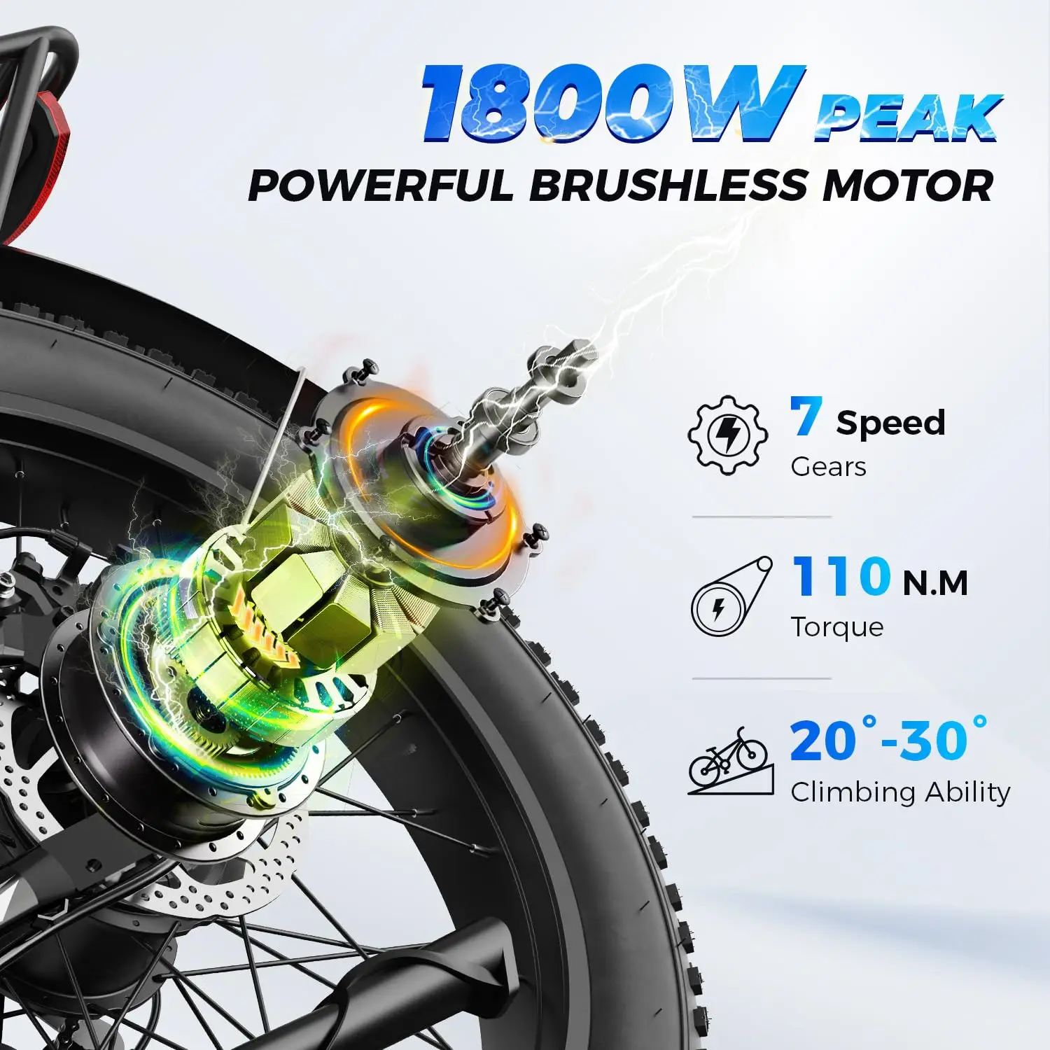 M1 Max Electric Bike, 1800W Peak Motor Ebike for Adults, 26
