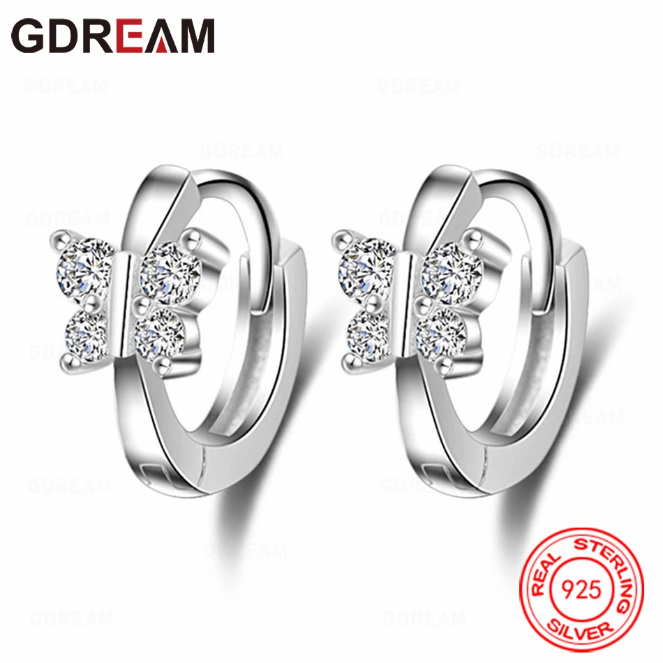 

GDREAM 925 Sterling Silver Butterfly Zirconia Clip-On Earrings - Exquisite And Cute Wedding Party Jewelry For Women