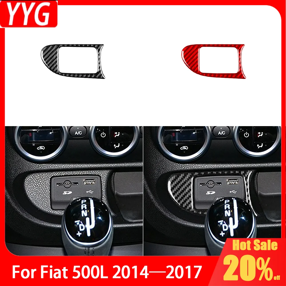 

Carbon Fiber Console USB AUX Auxiliary Input Panel Set Car Accessories Interior Cover Trim Sticker Decal For Fiat 500L 2014—2017