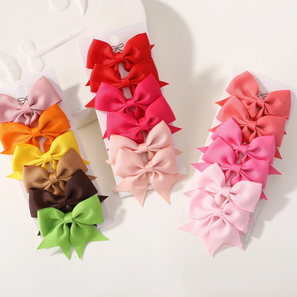 6 PCS/Set Girls Solid Color Hairclips Boutique High Quantily Bowknot Hair Clip Children Handmade Headwear  hairbin for girls