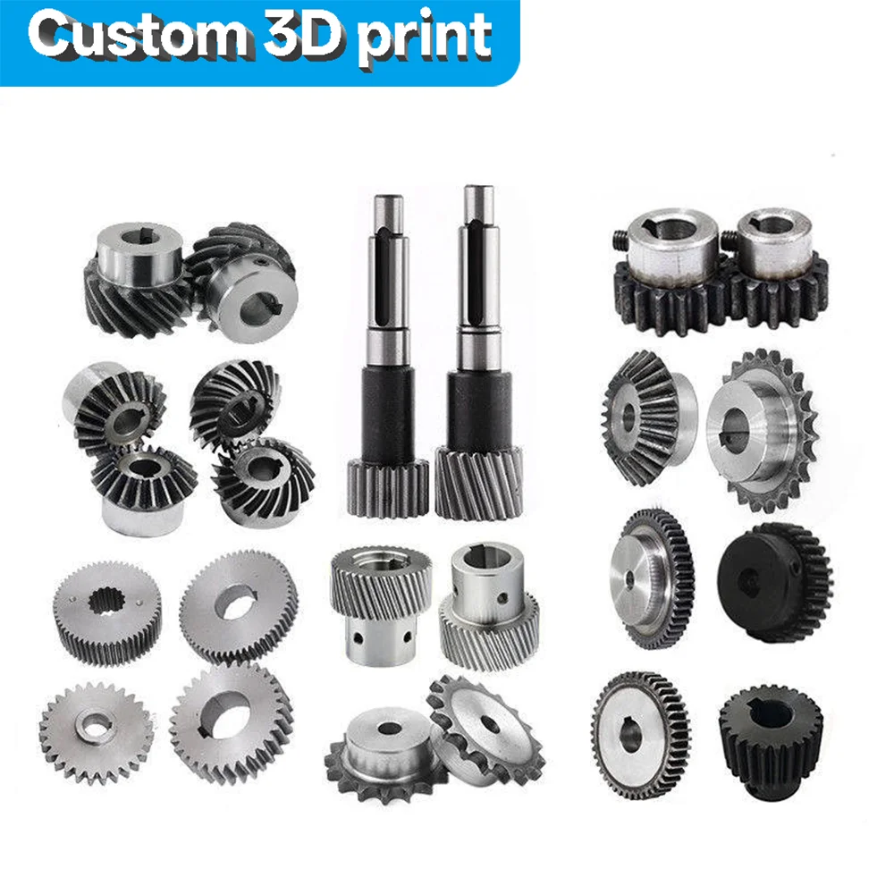 Customized 3D Printing & CNC Machining Transmission Gears Spiral Bevel Gear Spur Helical Gear Sprocket Metal Ring Steel Small
